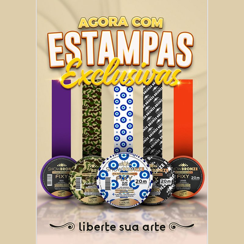 10 Fitas Estampadas - Show Bronze Fixy - para Bronzeamento 20m x 18mm
